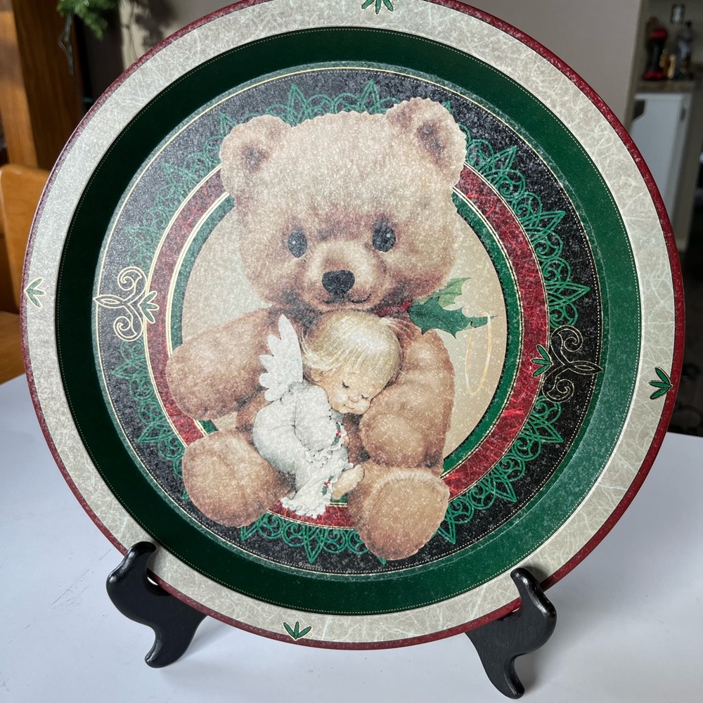 VTG Ruth Morehead decorative Christmas tin tray/platter for Giftco